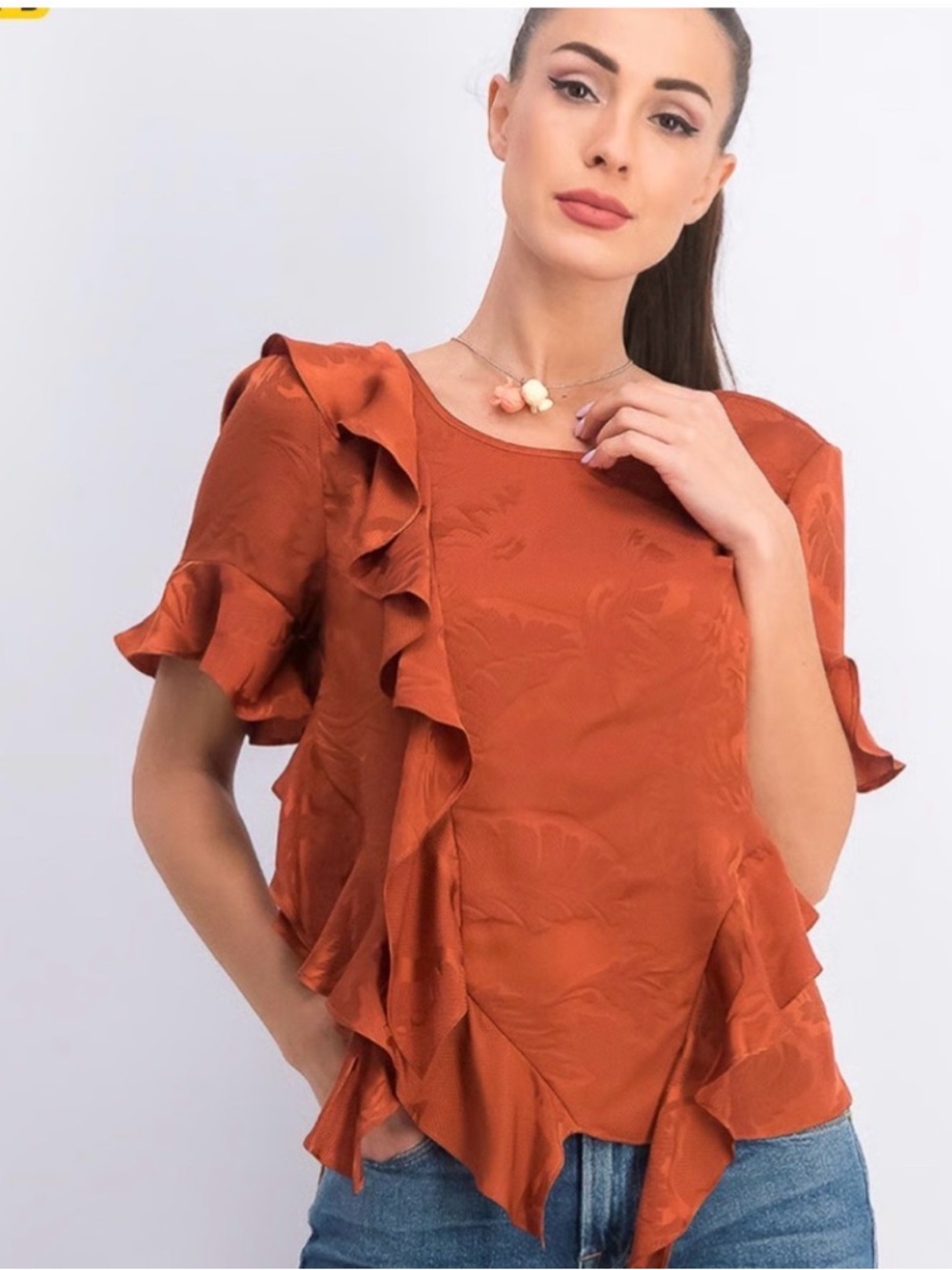 Cinq a Sept Silk Ruffle Blouse - Picture 3 of 6